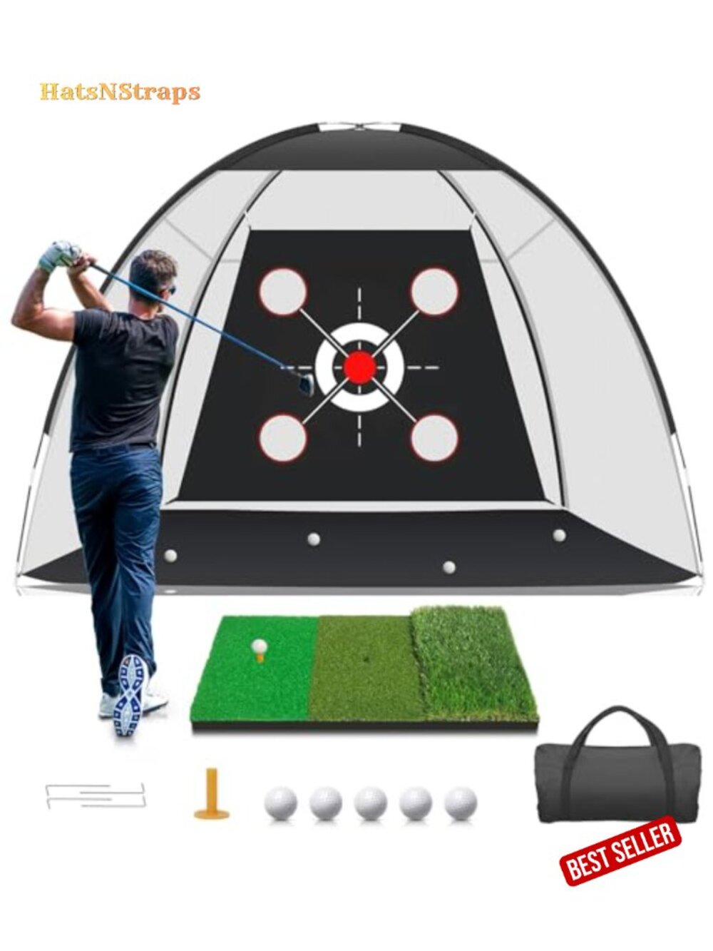 Golf Practice Net with Mat and Targets for Backyard Driving Chipping Training